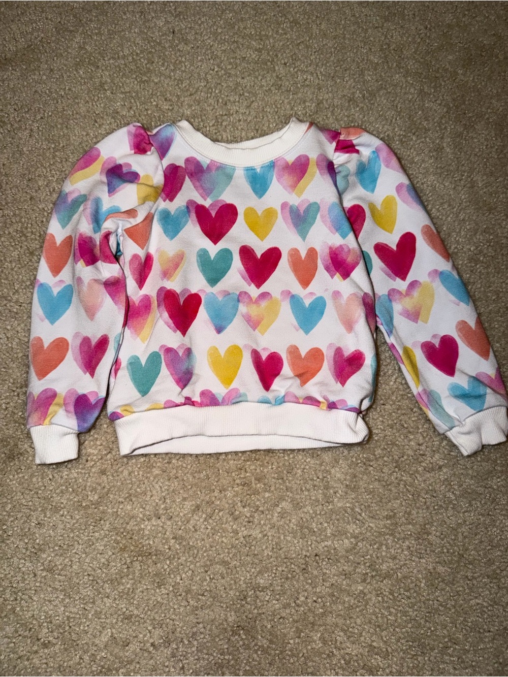 Little Sleepies White Heart Print Sweatshirt - Multicolor Hearts